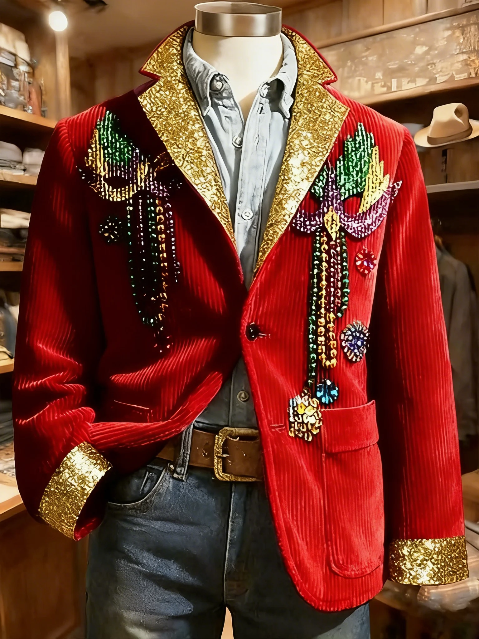 Mardi Gras Men's Vintage Casual Corduroy Blazer