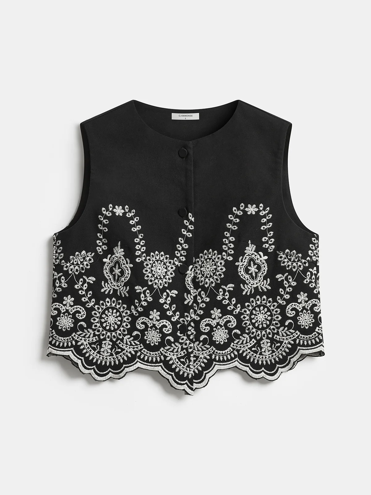 Embroidered Floral Cotton Top Mini Skirt Set