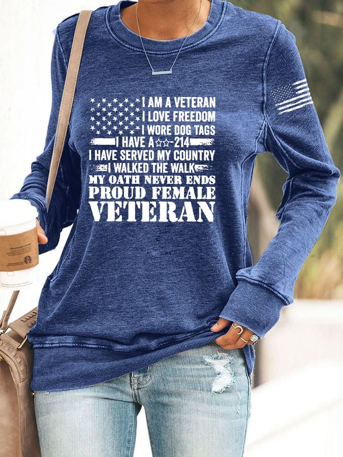 Women's Proud Female Veteran Print Sweatshirt
