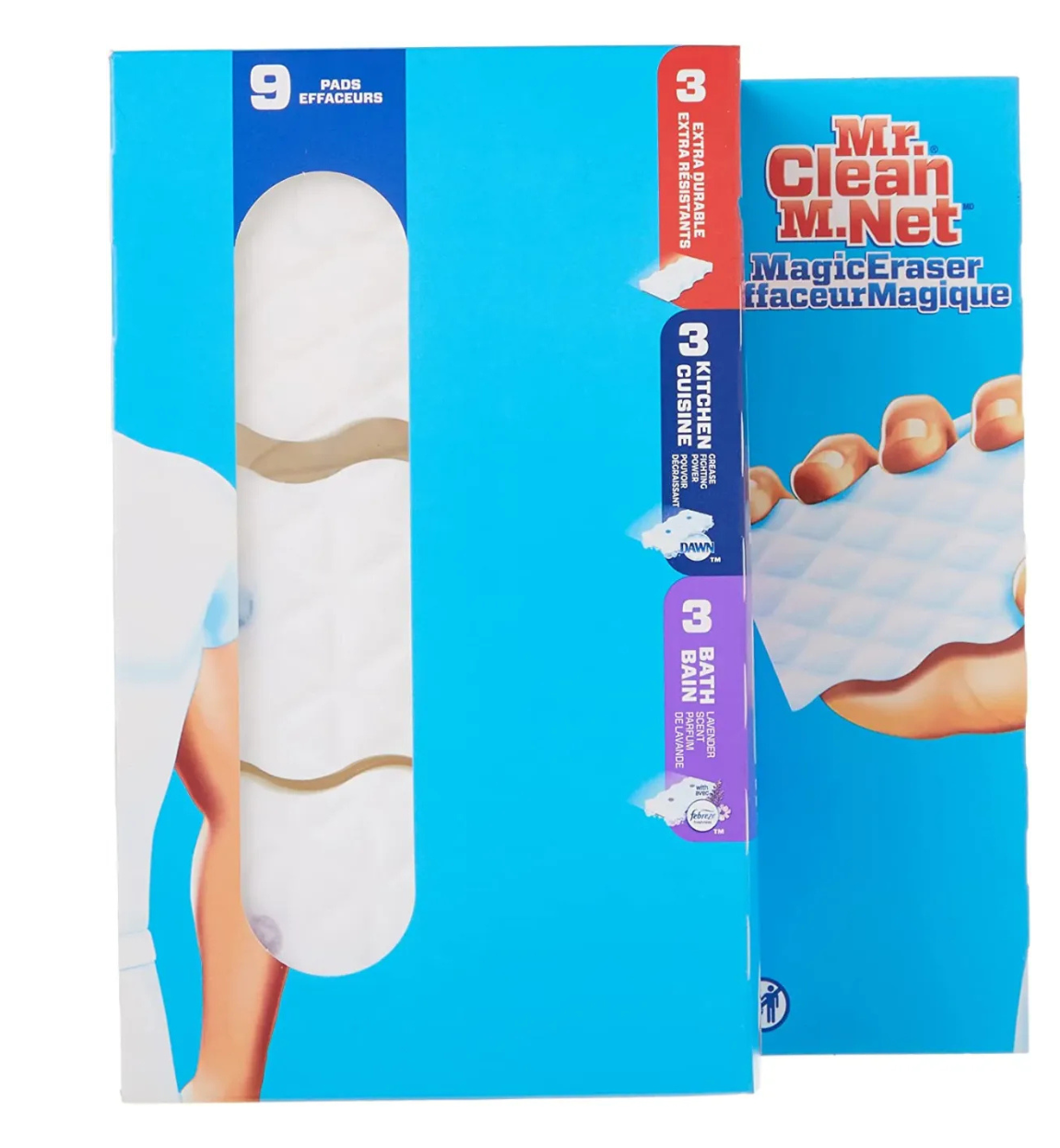 Mr. Clean Magic Eraser Extra Durable Cleaning Pads, Bath scrubber, and Kitchen scrubber Variety Pack, 9 count, White