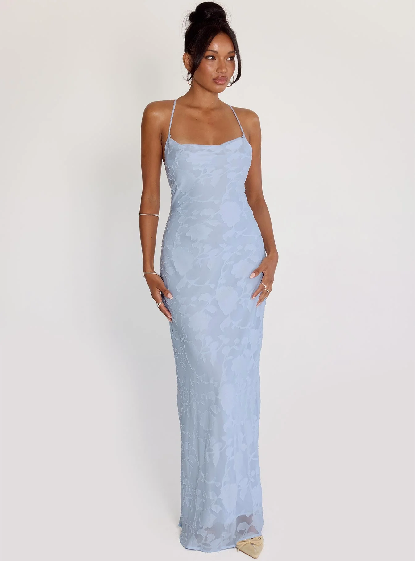 Celena Maxi Dress Blue Burnout