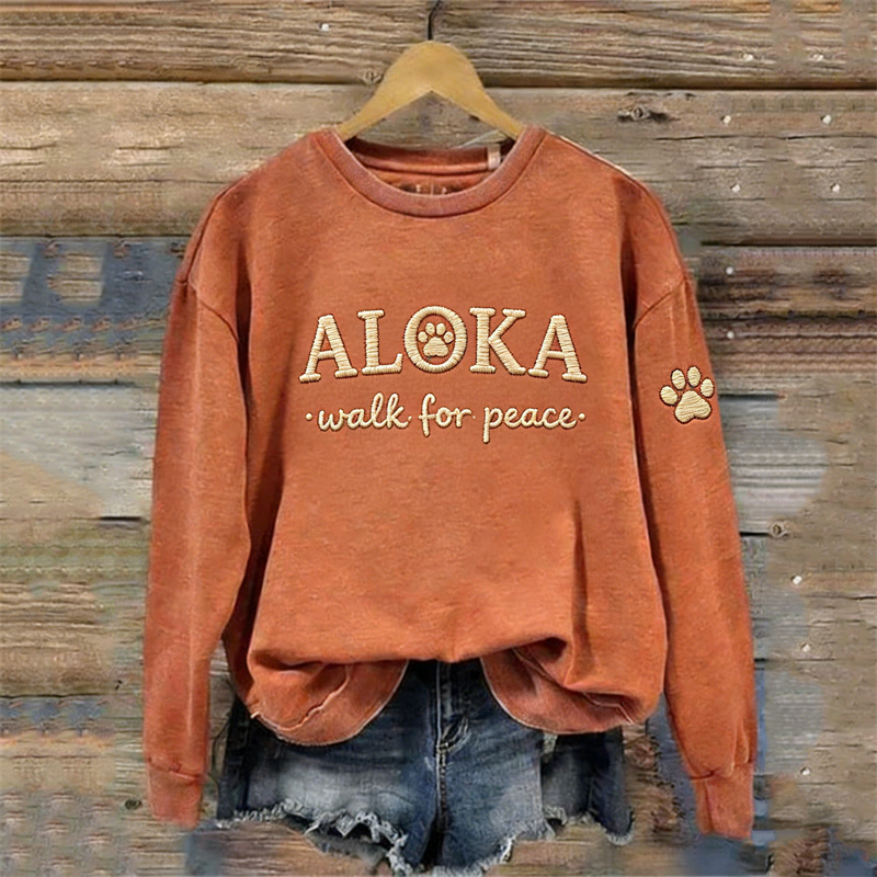 Walk For Peace Dog & Paw Print Washed Sweatshirt