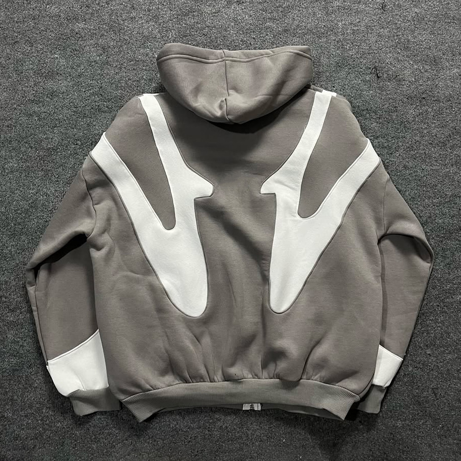 Contrast Color Stitching Long Sleeve Zipper Hoodies