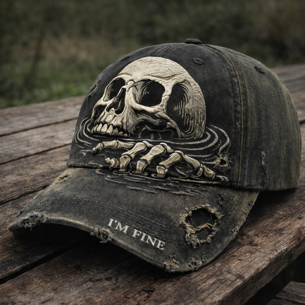 I'm Fine Skull Funny Printed Casual Hat