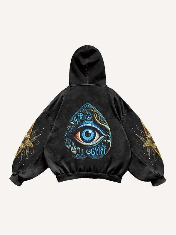 Eye&Graphic Print Slant Pockets Hoodie