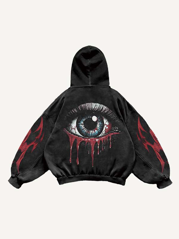 Eye&Graphic Print Slant Pockets Hoodie