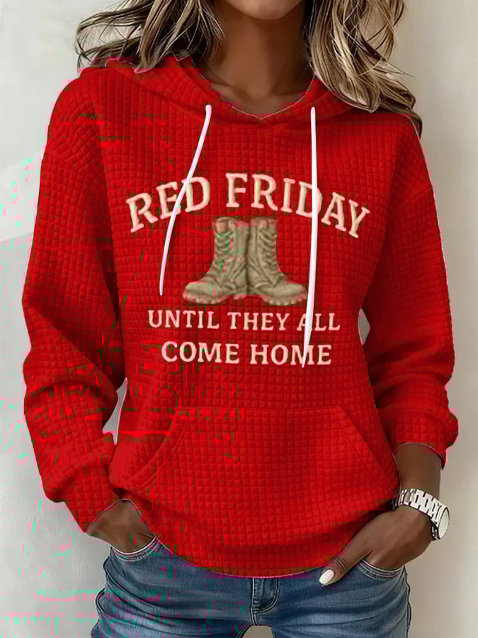 Women's Red Friday Print Hoodie
