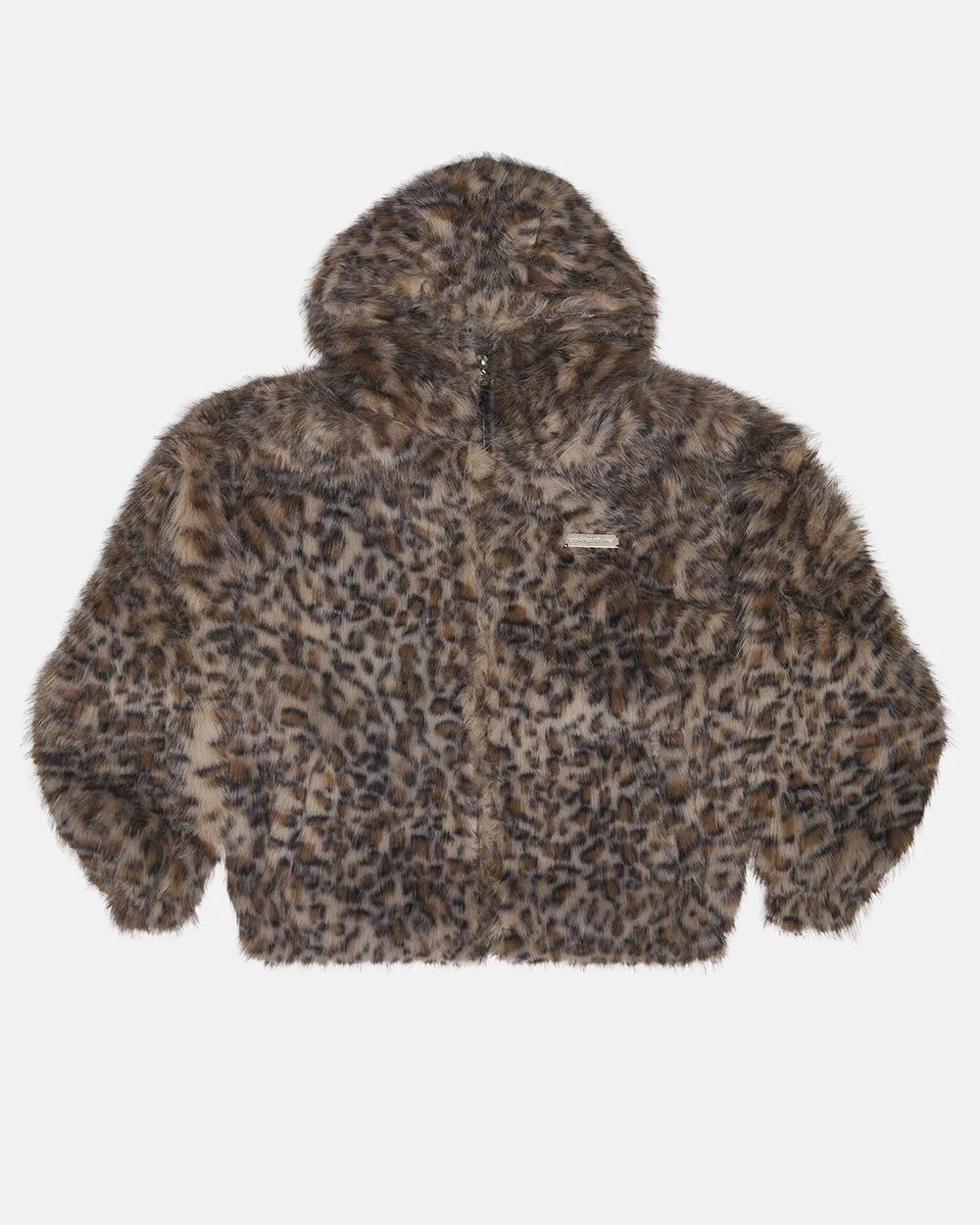 FUR HOODIE BROWN LEOPARD