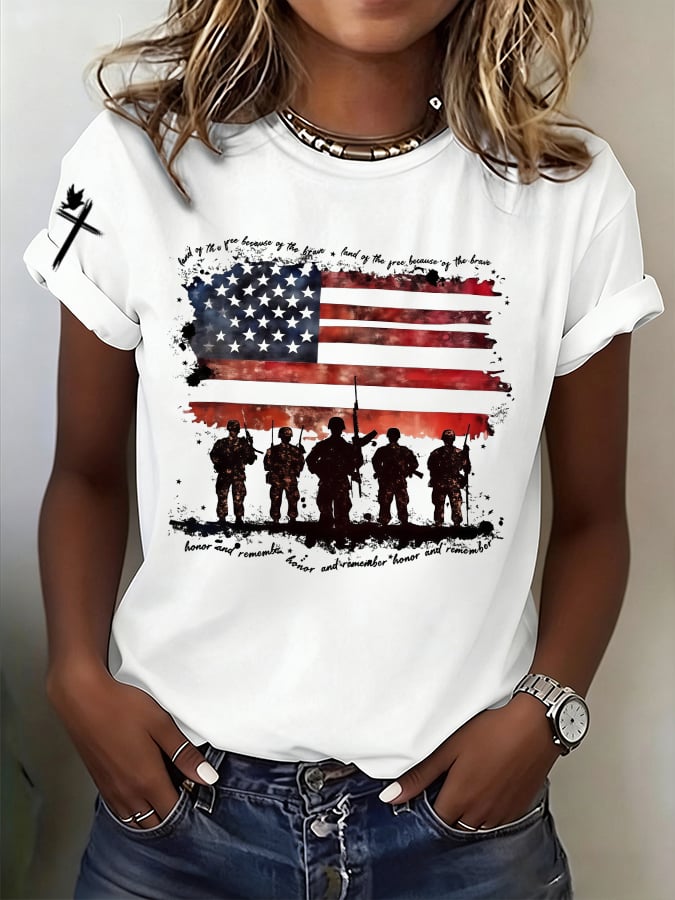 Women's American Fallen Heroes Memorial Patriotic T-Shirt