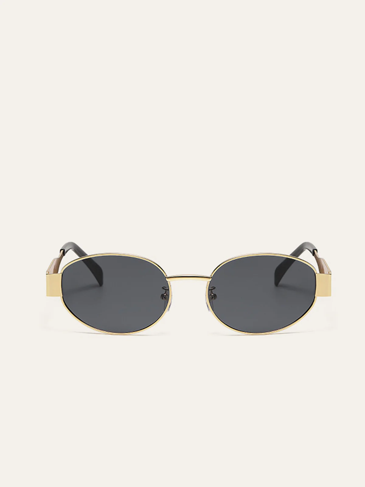 Gold-Trim Oval Sunglasses