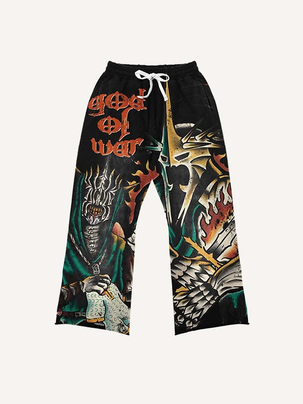 Figure&Graphic Print Elastic Waist Pants
