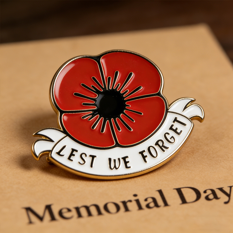 Unisex Memorial Day Poppy Exquisite Brooch