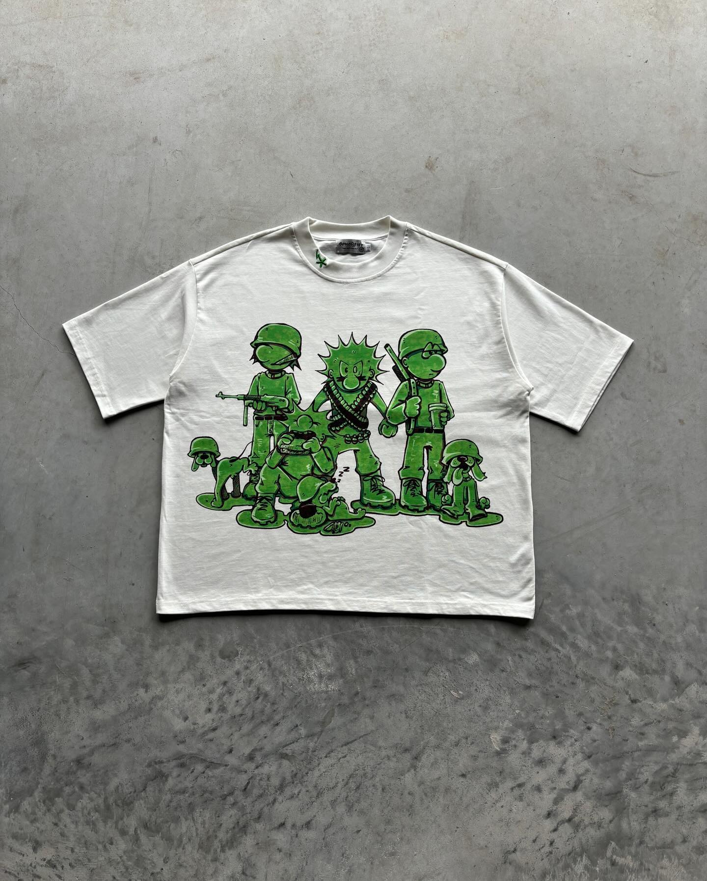 Street Trendy Green Cartoon Soldier T-Shirt