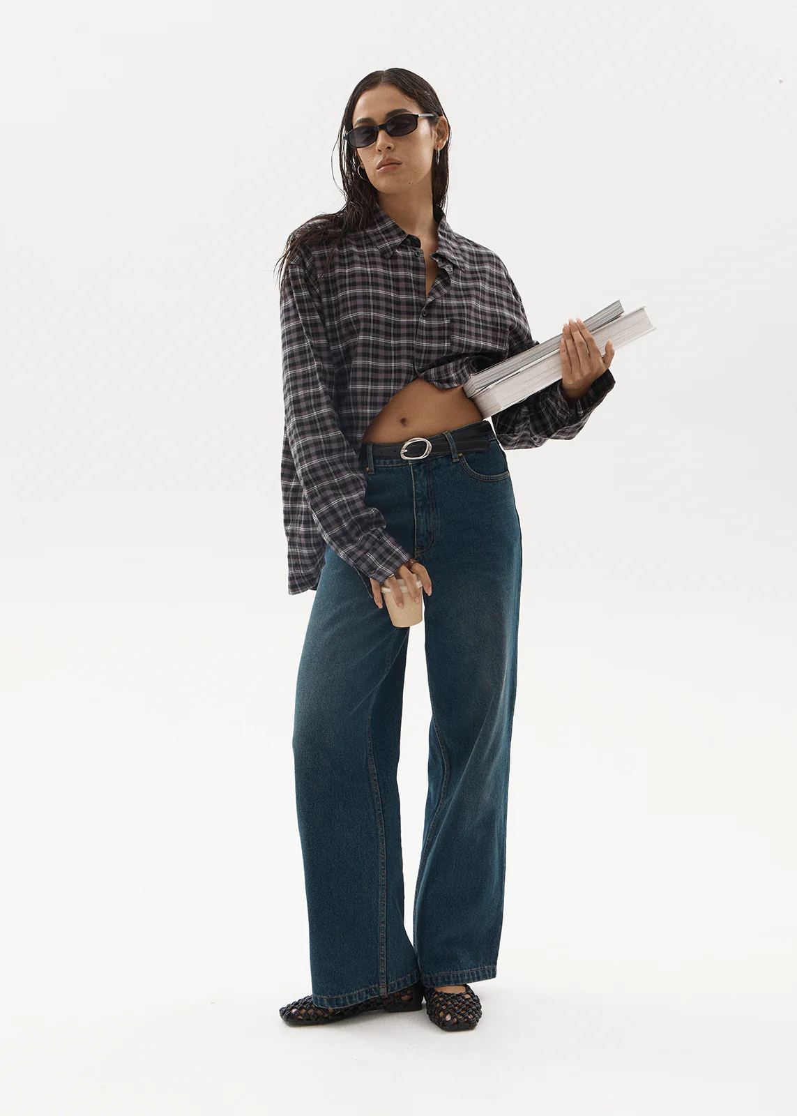 AFENDS Womens Bella - Denim Wide Leg Baggy Jean - Vintage Wash