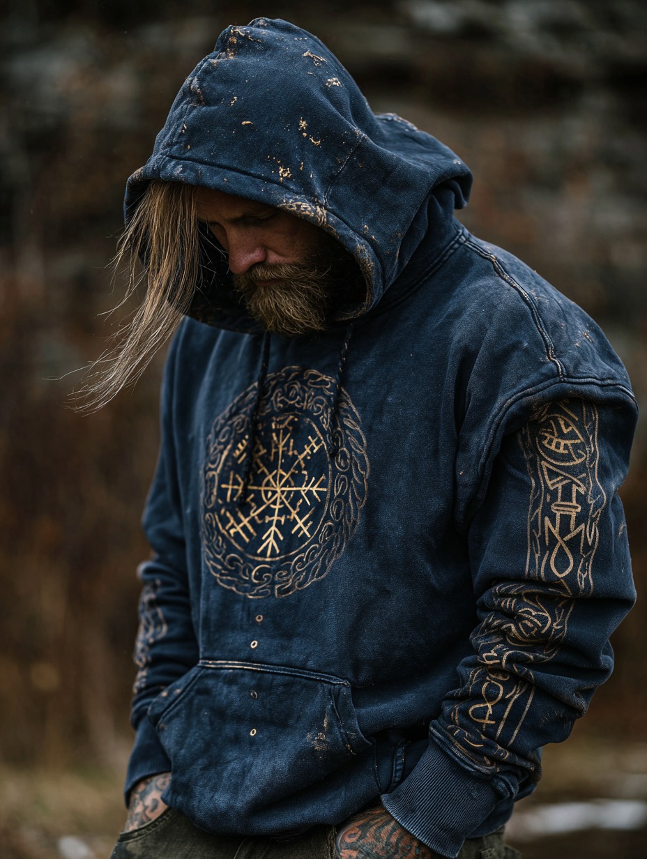 Men's Viking Vegvisir Runes Graphics  Hoodies