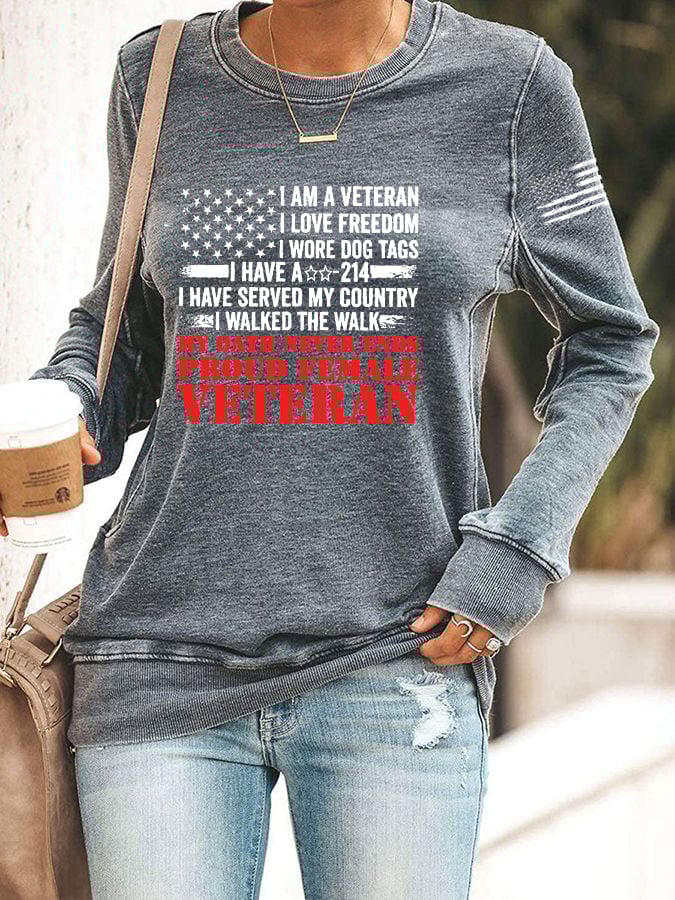 Women's Proud Female Veteran Print Sweatshirt