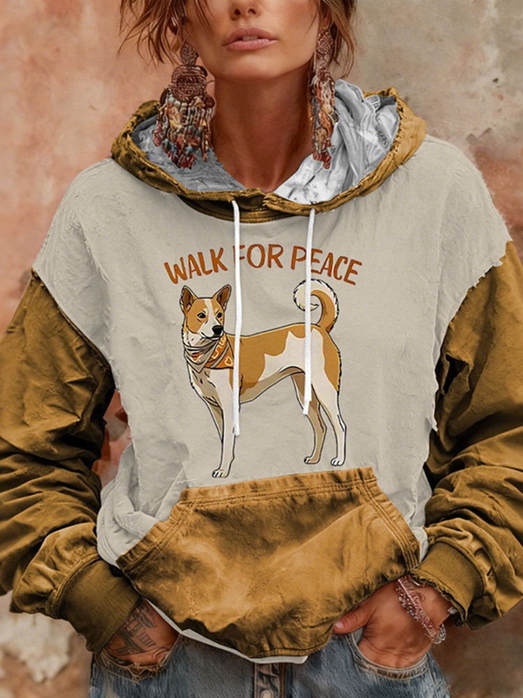 Women's Vintage Walk For Peace Print Hoodie