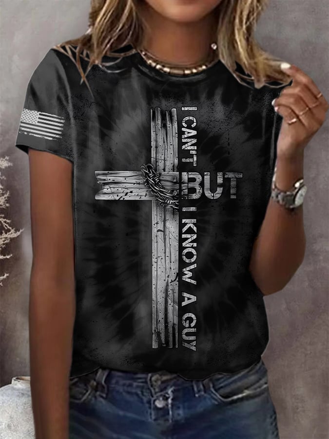 Women's Retro  I Can't, But I Know A Guy  Printed Casual T-Shirt