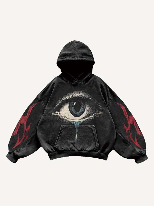 Eye&Graphic Print Slant Pockets Hoodie