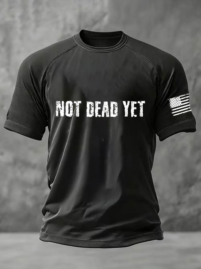 Men's Not Dead Yet Print Round Neck T-Shirt