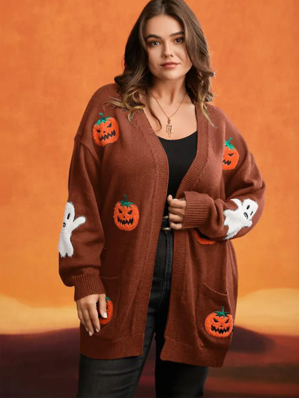 Halloween Pumpkin Knit Cardigan