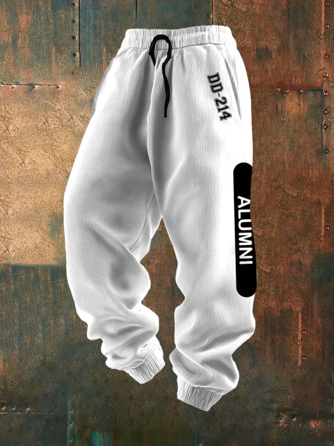 Men's Vintage Veteran Print Textured Casual Loose Sweatpants