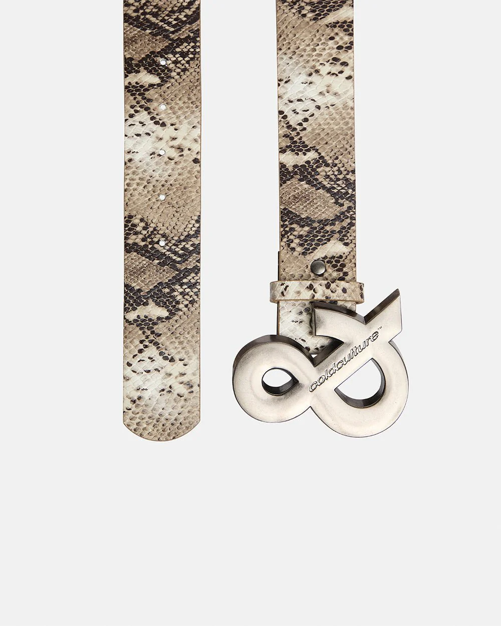 SNAKE & SKIN LEATHER BELT BEIGE