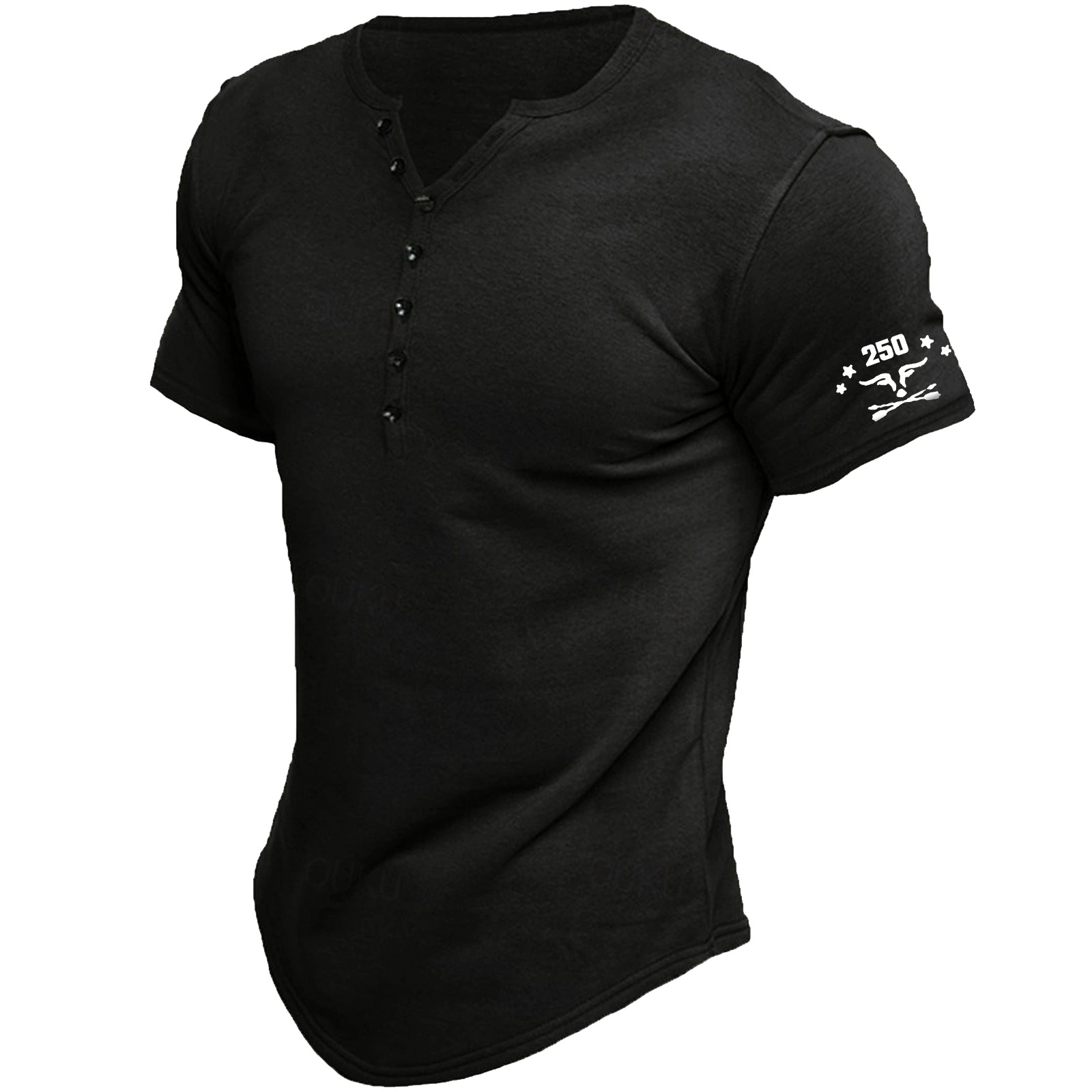 Men's T Shirt Tee Henley Top Short Sleeve Solid Color