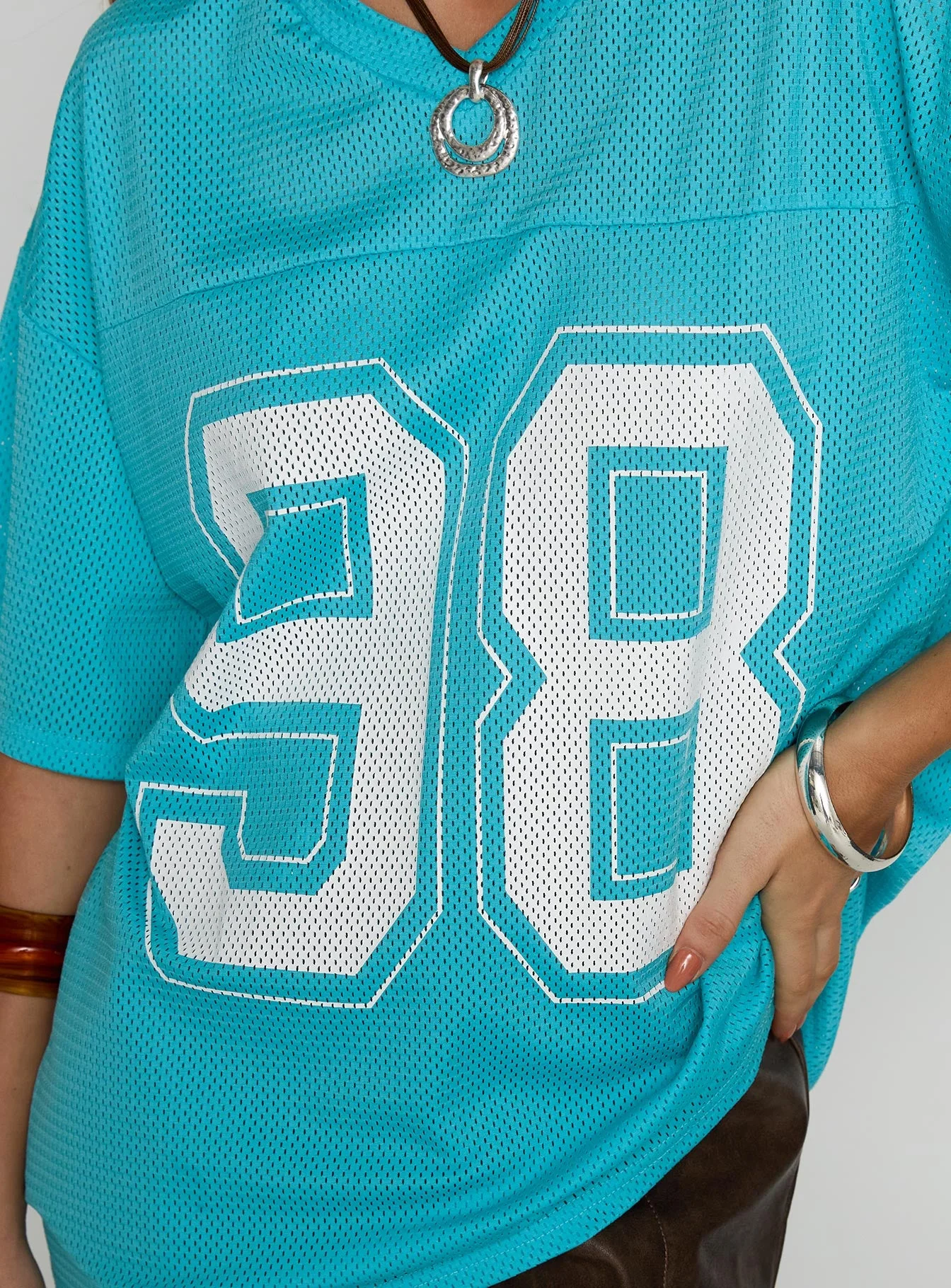 98 Sports Oversized Graphic Tee Blue