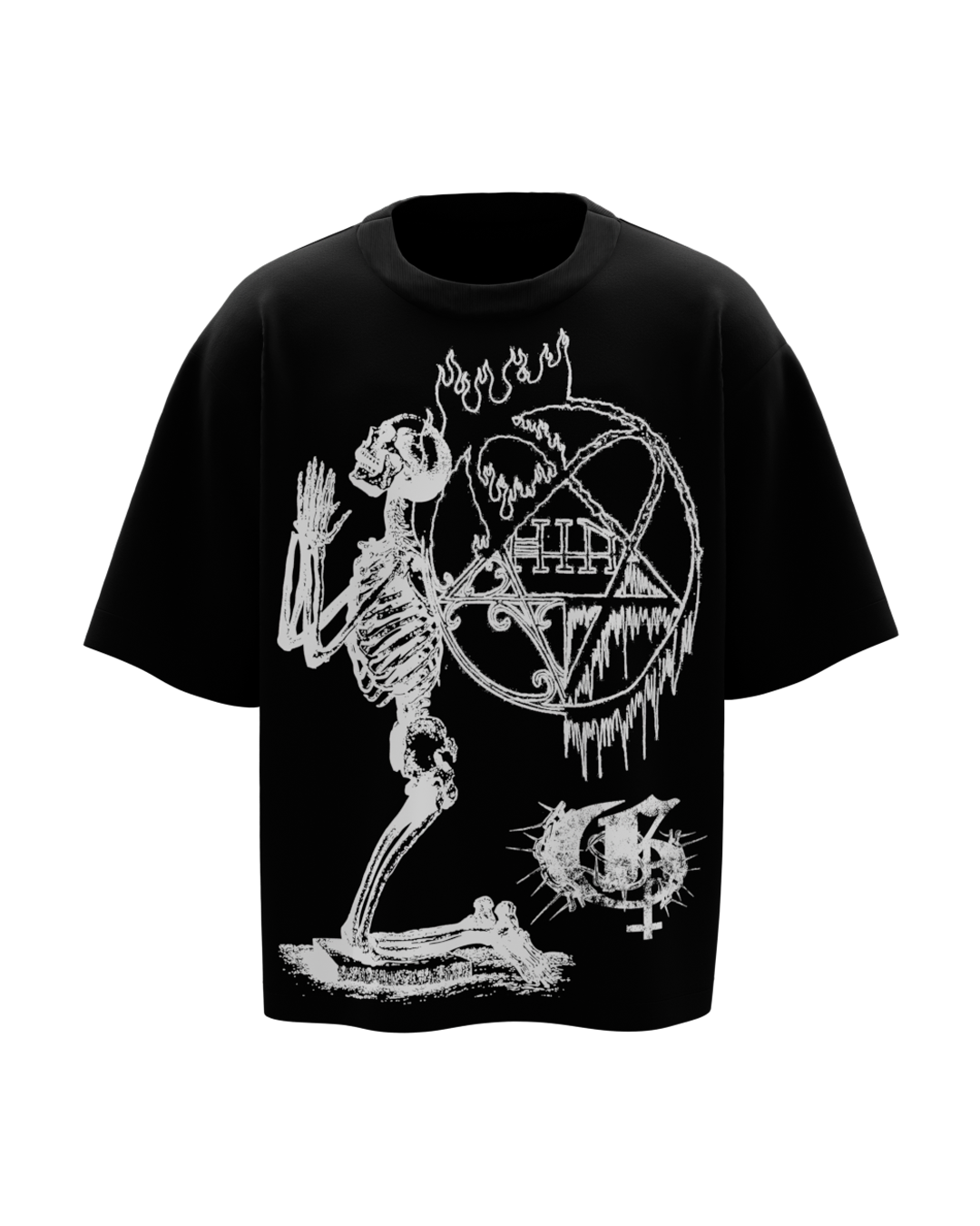 Black Pentagram Boxy Oversized Tshirt