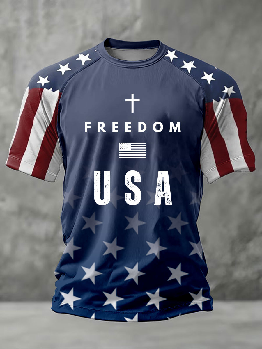Men's Freedom Heritage Edition Anniversary Printed Casual T-Shirt