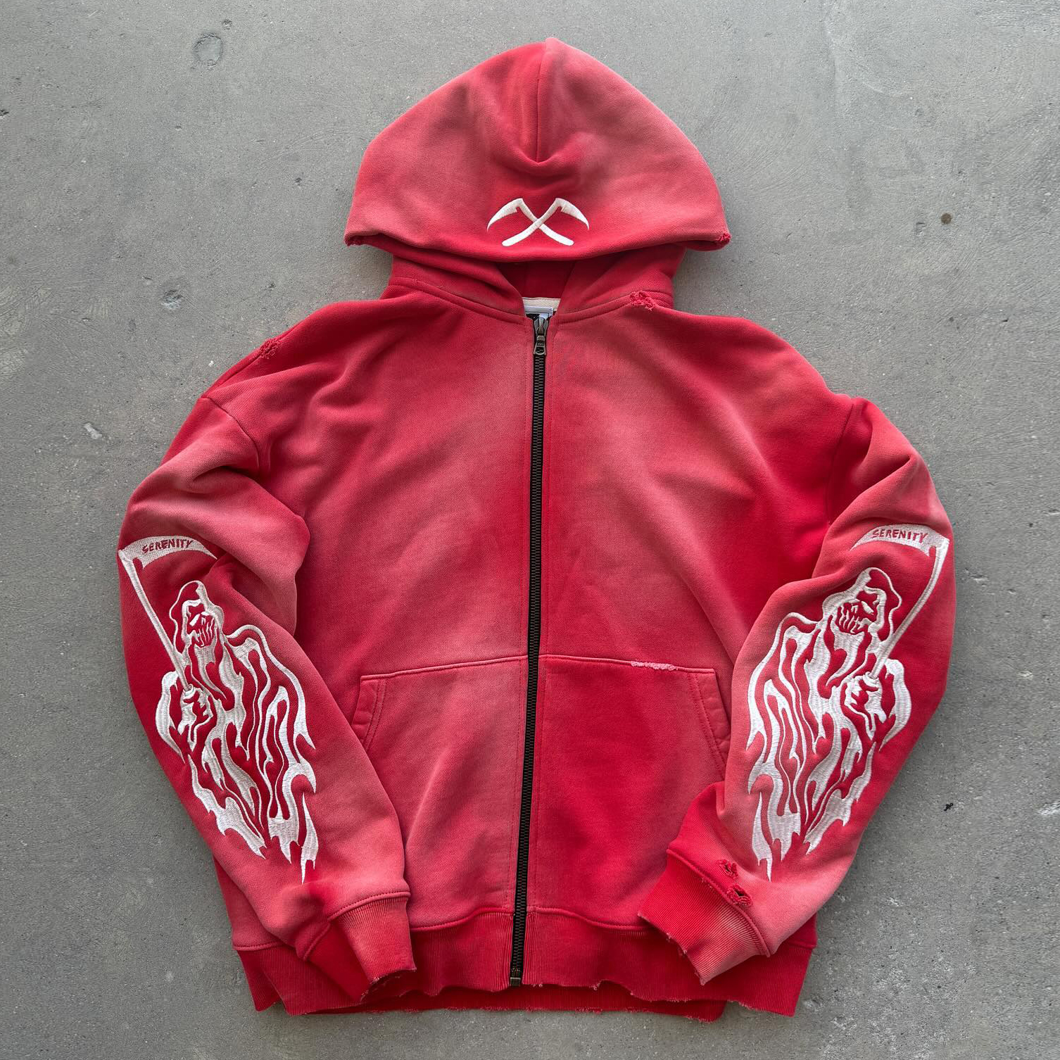 Street Skull Zip-Up Long Sleeve Hoodie