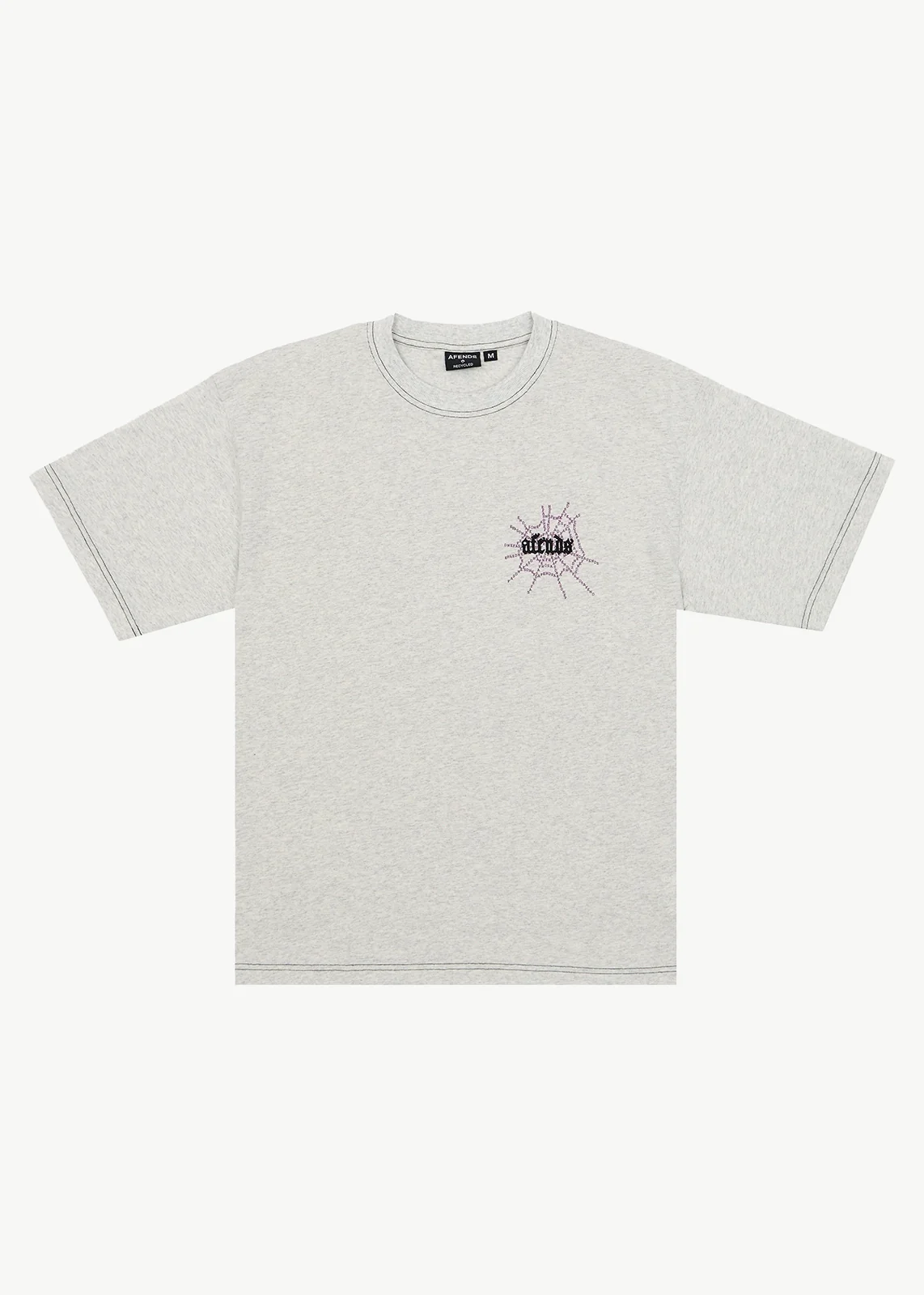AFENDS Mens Tangled - Boxy Tee - Grey Marle