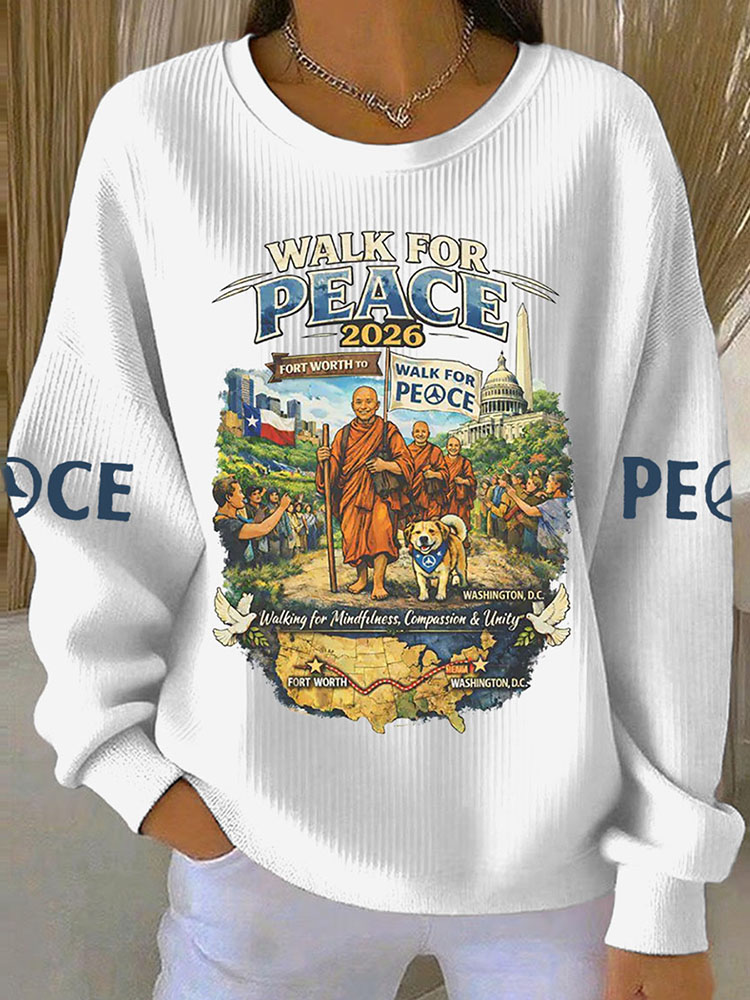 Women's Walk For Peace Print Casual Crew Neck Sweatshirt
