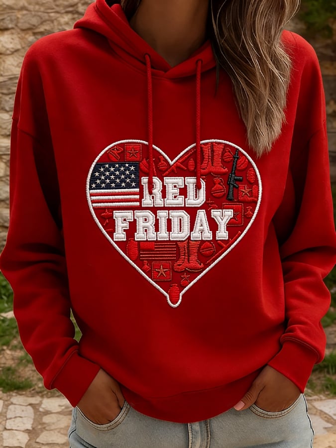 Women's Casual Red Friday Print Sweatshirt