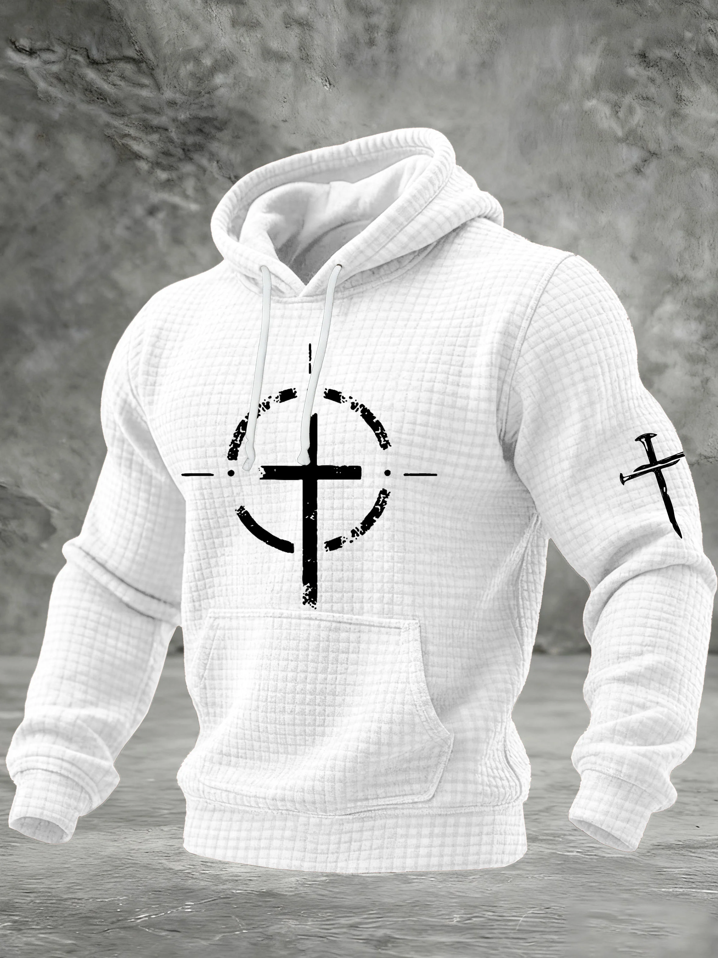 Men's Casual Faith Print Hooded Sweatshirt