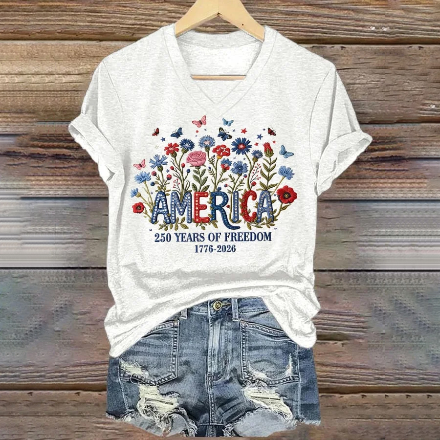 Women's casual retro American 250th  T-shirt