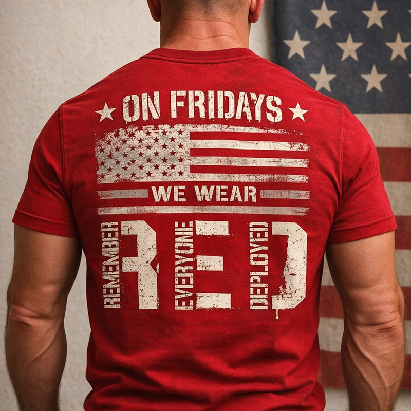 Men's Red Friday Printed Casual T-Shirt