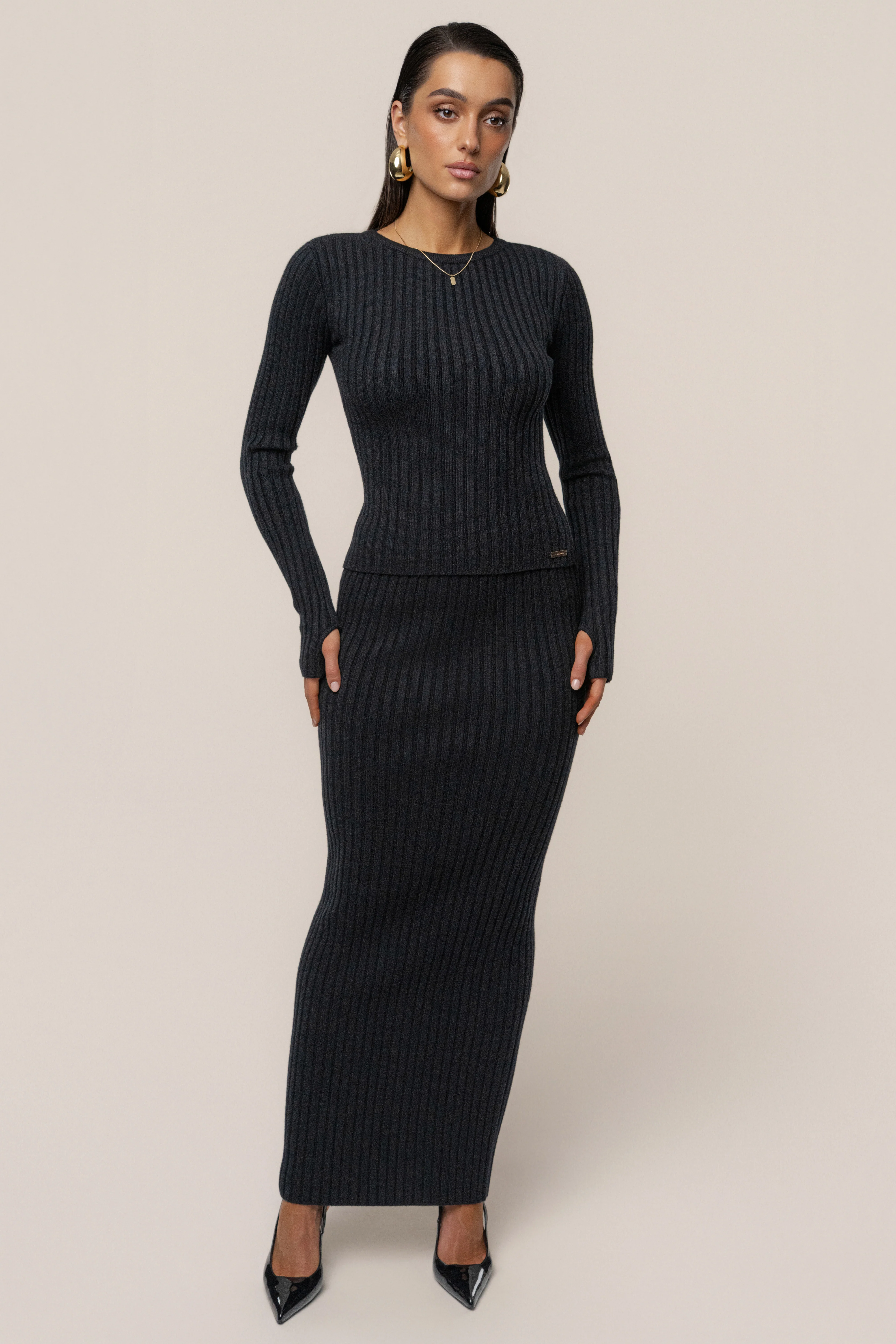 Black Overcast Ribbed Top