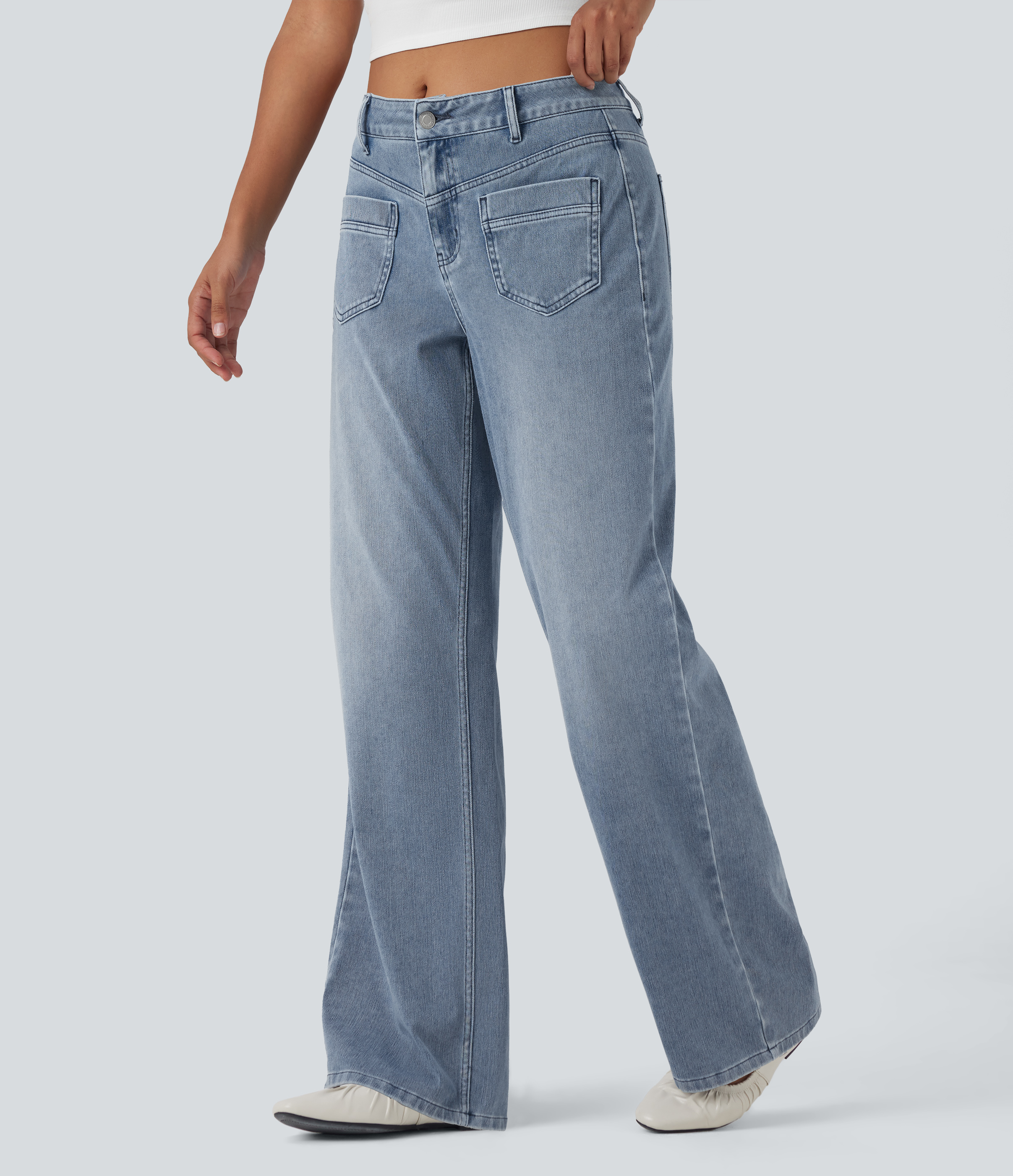 Halara Flex™ Mid Rise Straight Leg Casual Jeans with Pockets