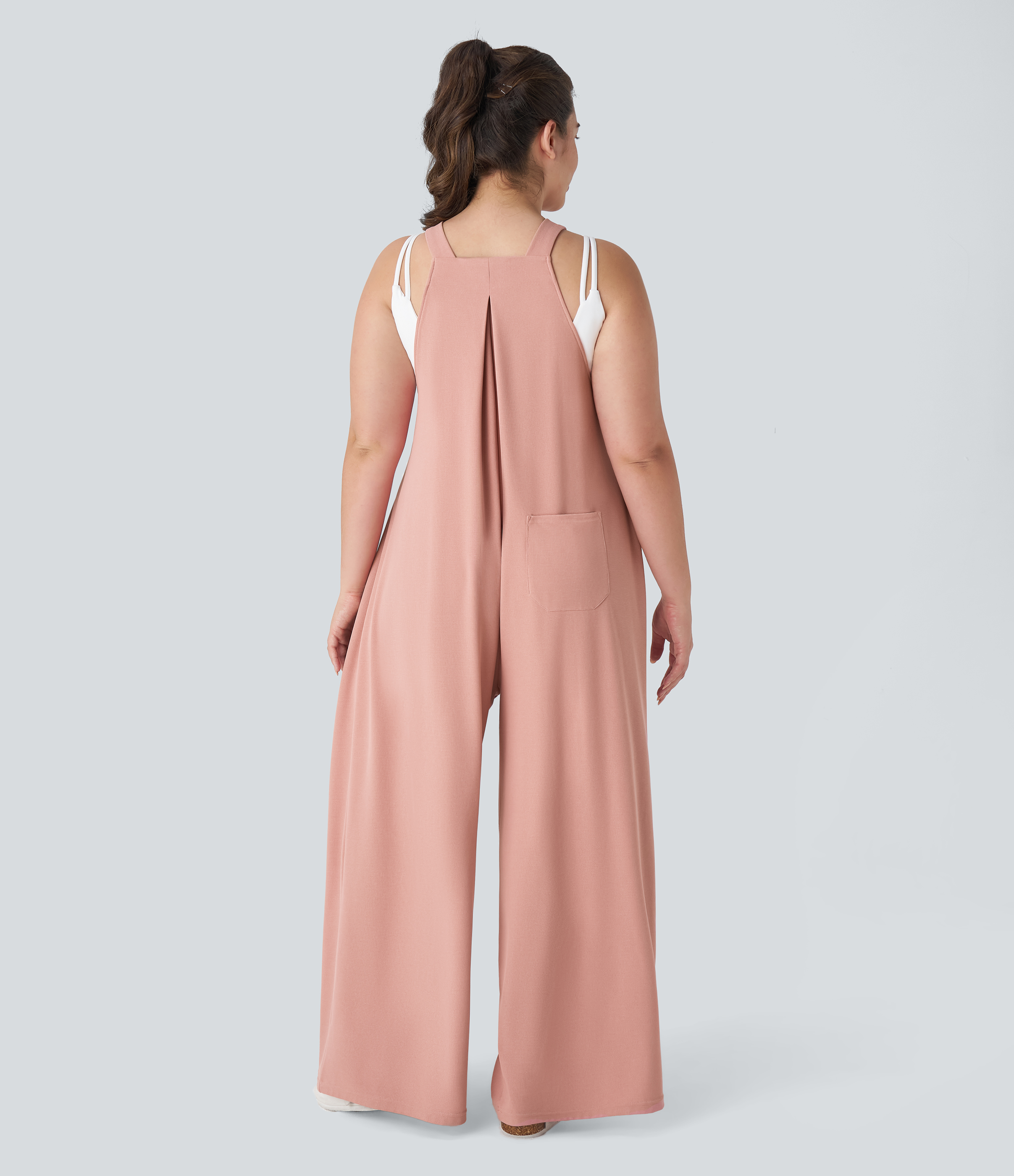 Pockets Waffle Casual Plus Size Overalls