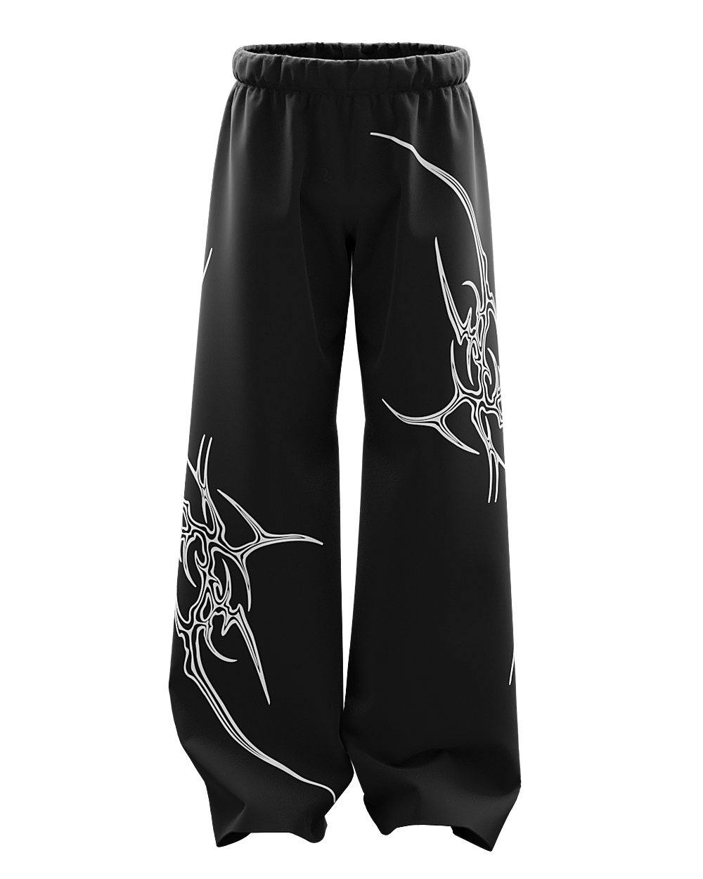 Carnation Black Unisex Straight Fit Baggy Pants