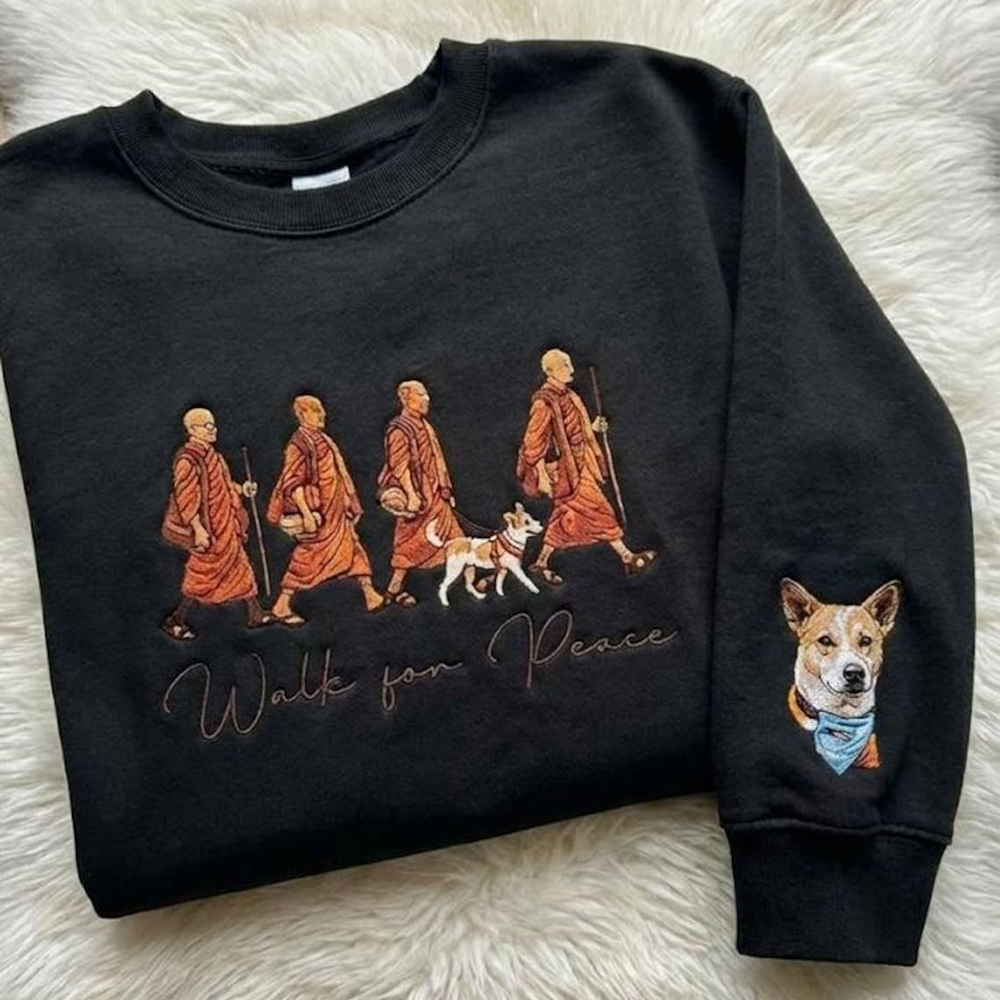 Walk For Peace Monks With Aloka Dog Comfy Sweatshirt