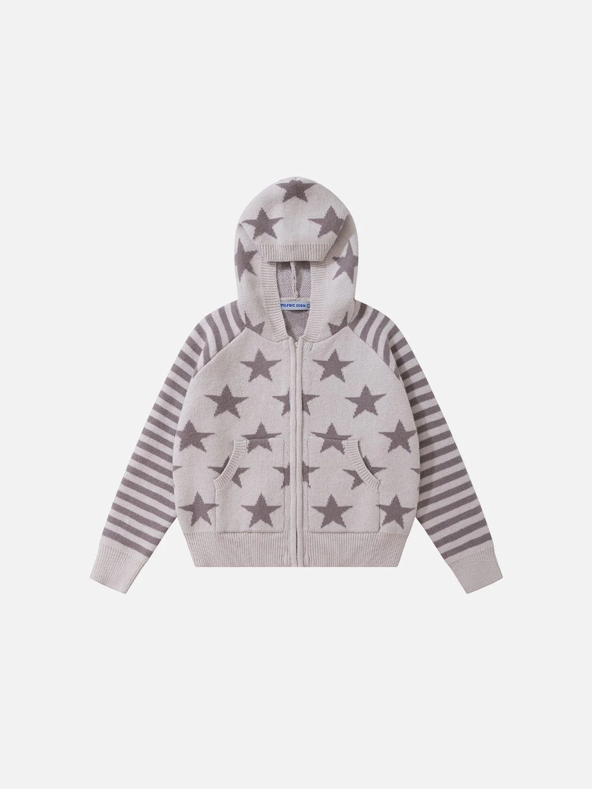 Aelfric Eden Boxy Star Pattern Knit Zip Up Hoodie