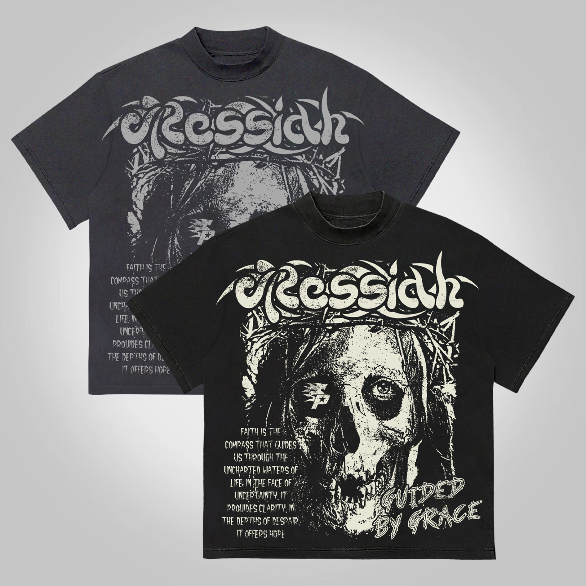 Vintage Skull Jesus Faith Graphic Printed T-shirt