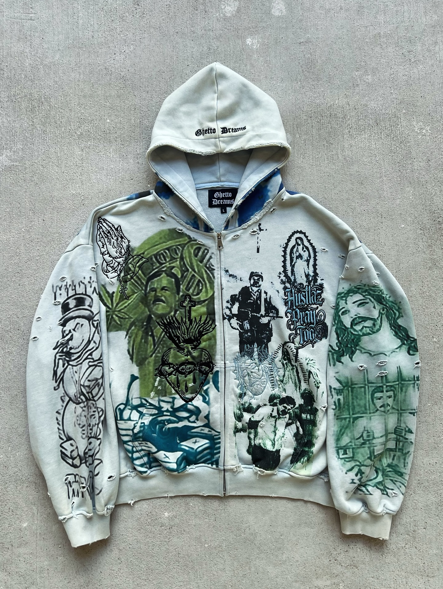 Jesus Printed Zip Up Hoodie