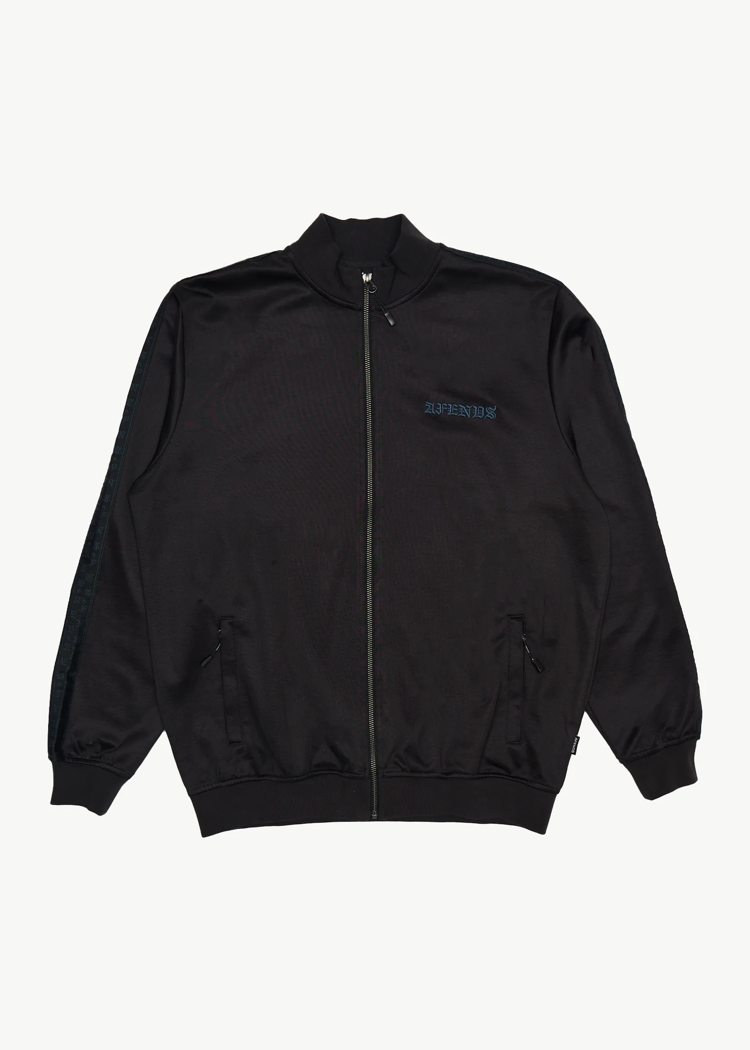 AFENDS Mens Spinal - Track Zip Up Jacket - Black