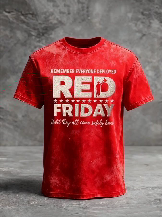 Men's Casual Veteran Red Pride Print T-Shirt