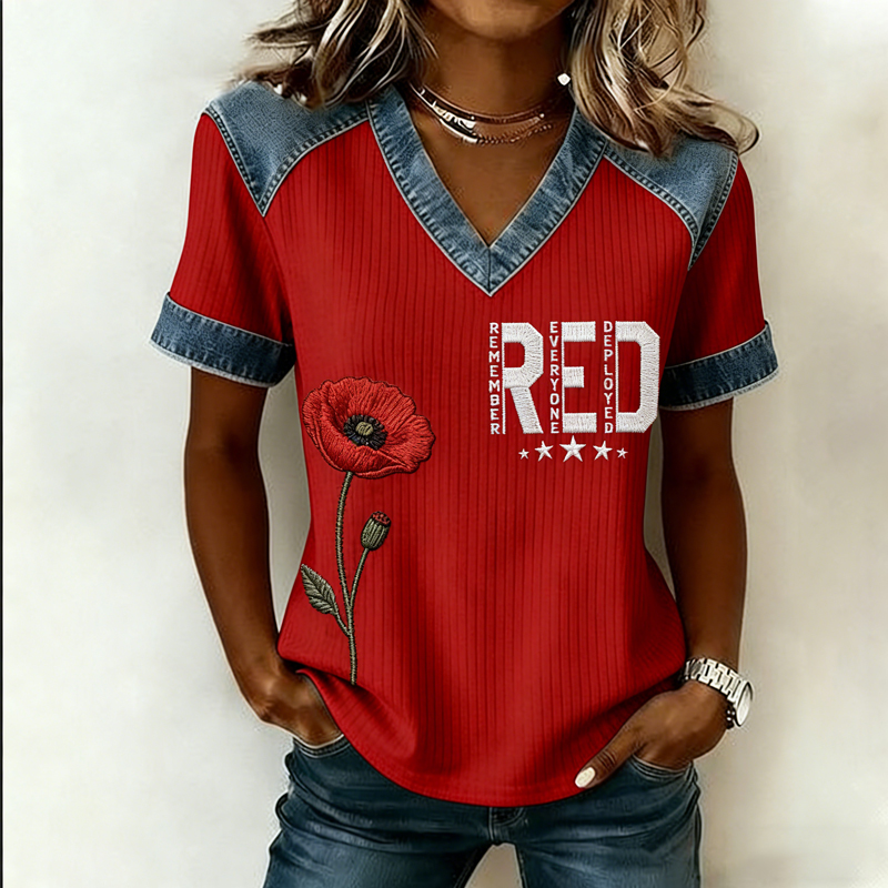 Women's Memorial Day Red Friday Printed T-Shirt