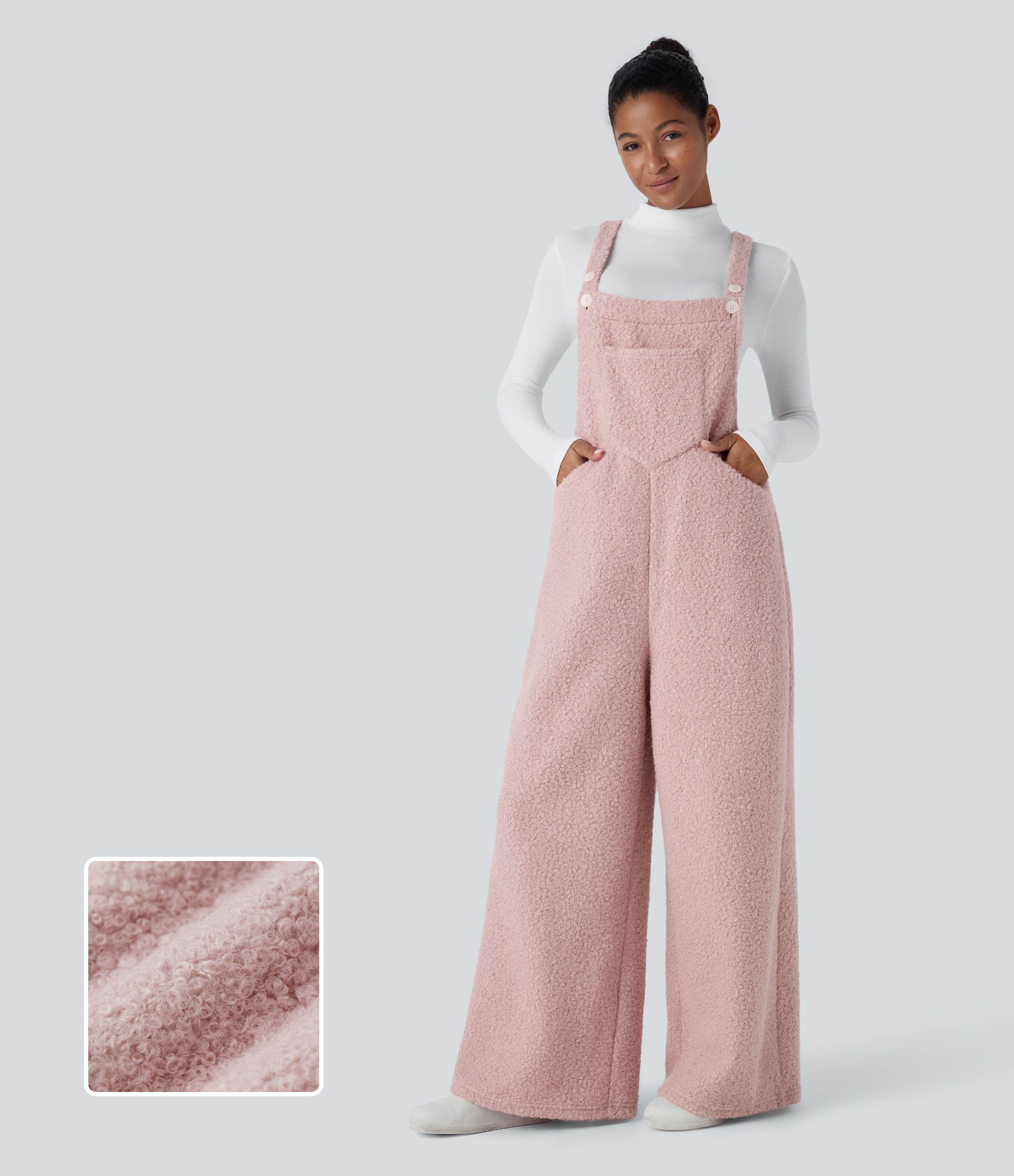 Pockets Casual Teddy Overalls